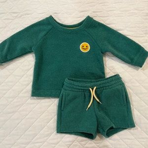 Old Navy | Green Terrycloth Set with Smiley Face Detail
